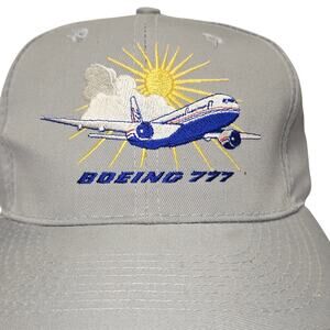 Vtg Boeing 777 Airplane Hat Snapback Gray OTTO Cap Embroidered Plane Aviation